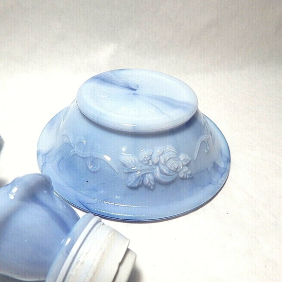 Avon Victoriana Pitcher and Bowl Set Blue Marbleized - Picture 9 of 11